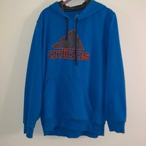 Mens Large Fleece Lined Embroidered Adidas Pullover Hoodie